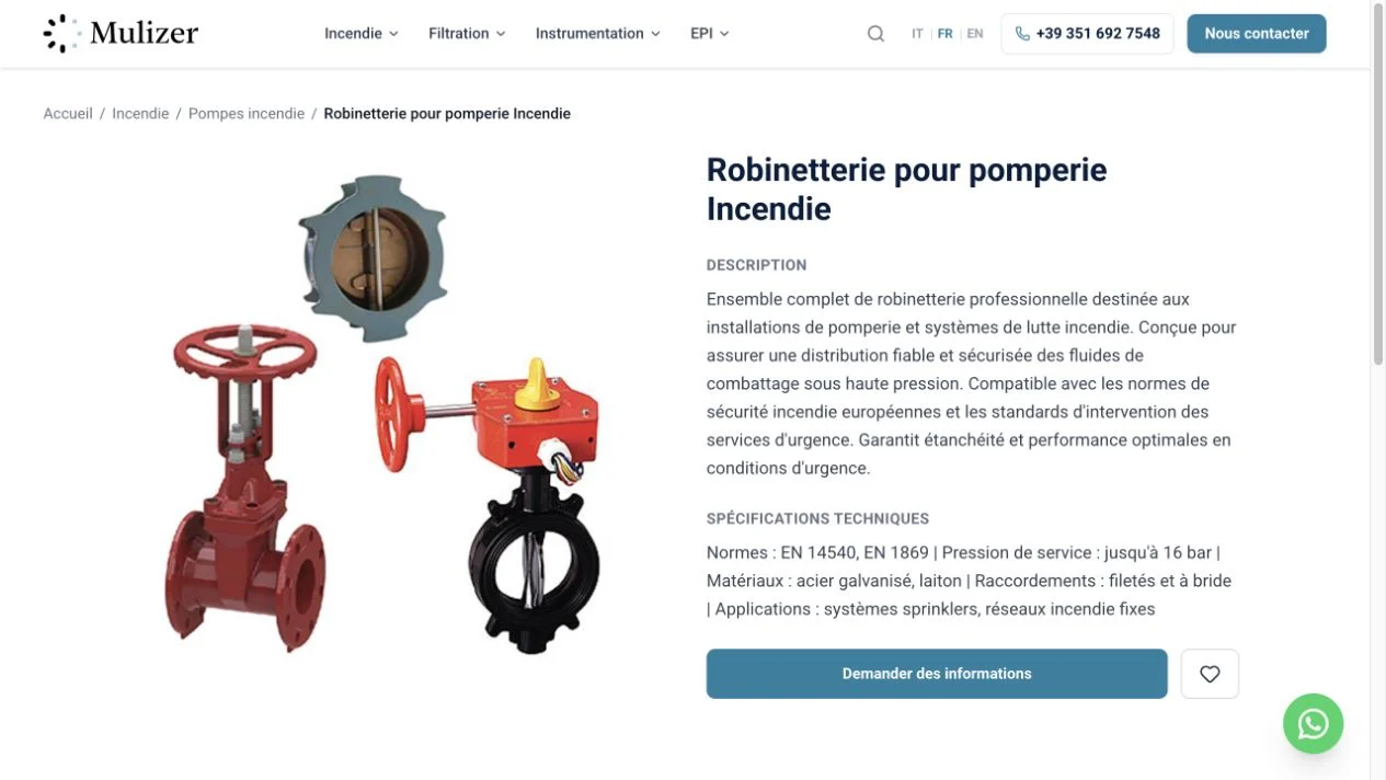 Fiche produit Mulizer avec description et informations techniques.